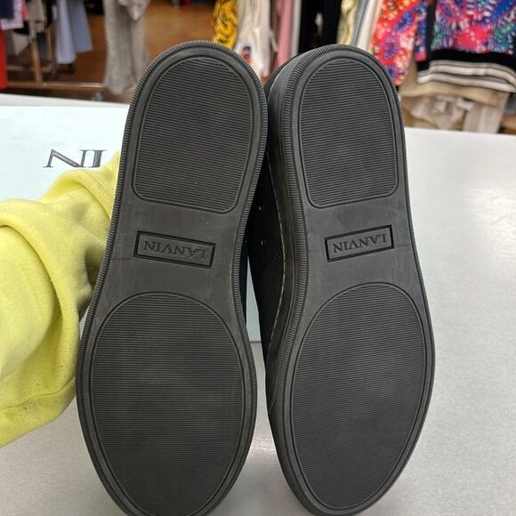 Brand New Lanvin Men's Suede Croc-Print Cap-Toe Sneakers - Picture 5 of 9